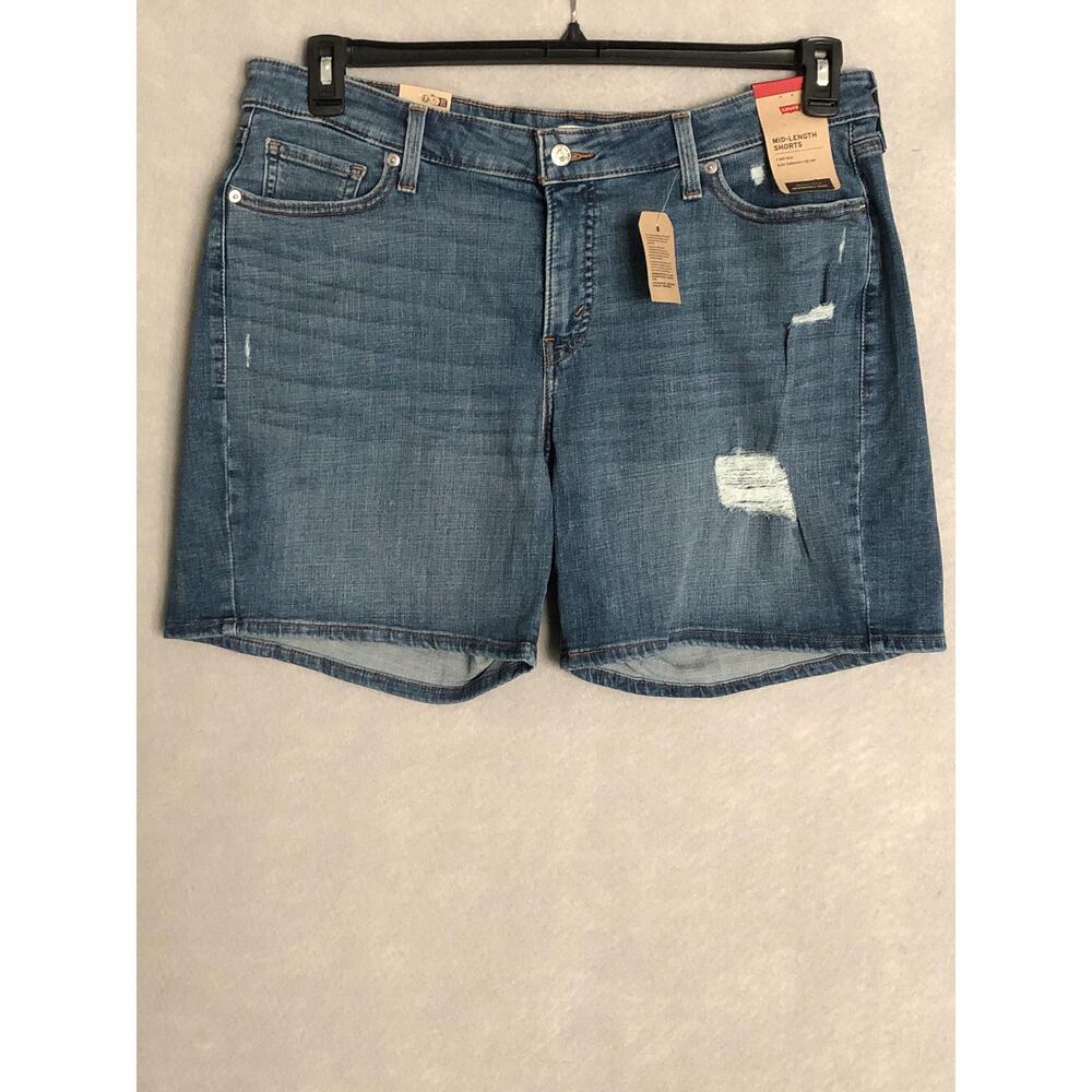 Levi's Mid-Length Shorts Mid-Rise Distressed Denim Women's 14W NEW